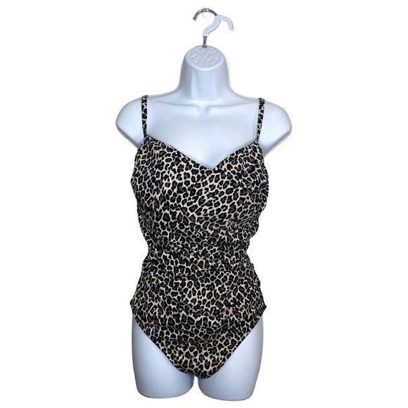 Aqua Green Animal Print Twist Top Over The Shoulder One-piece Swimsuit S… - Picture 3 of 9